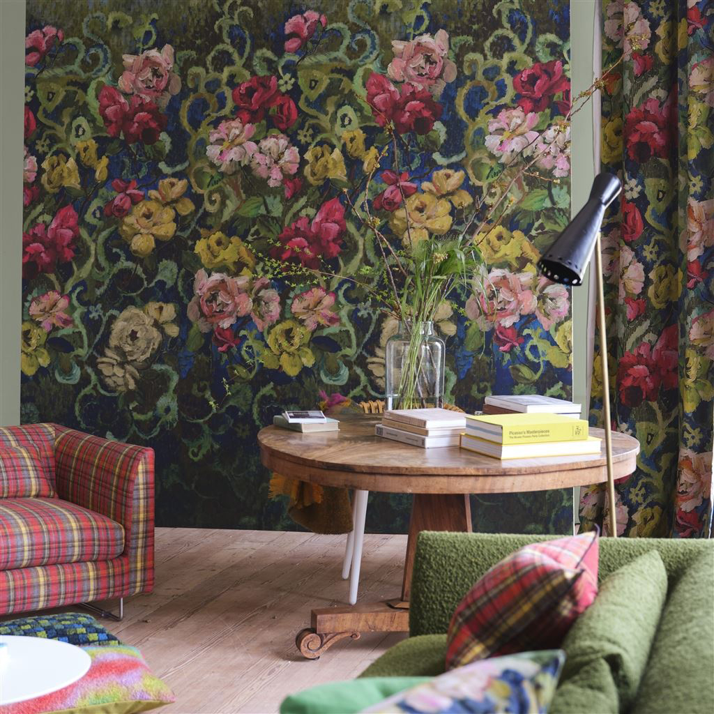 Tapete Tapestry Flower - Vintage Green