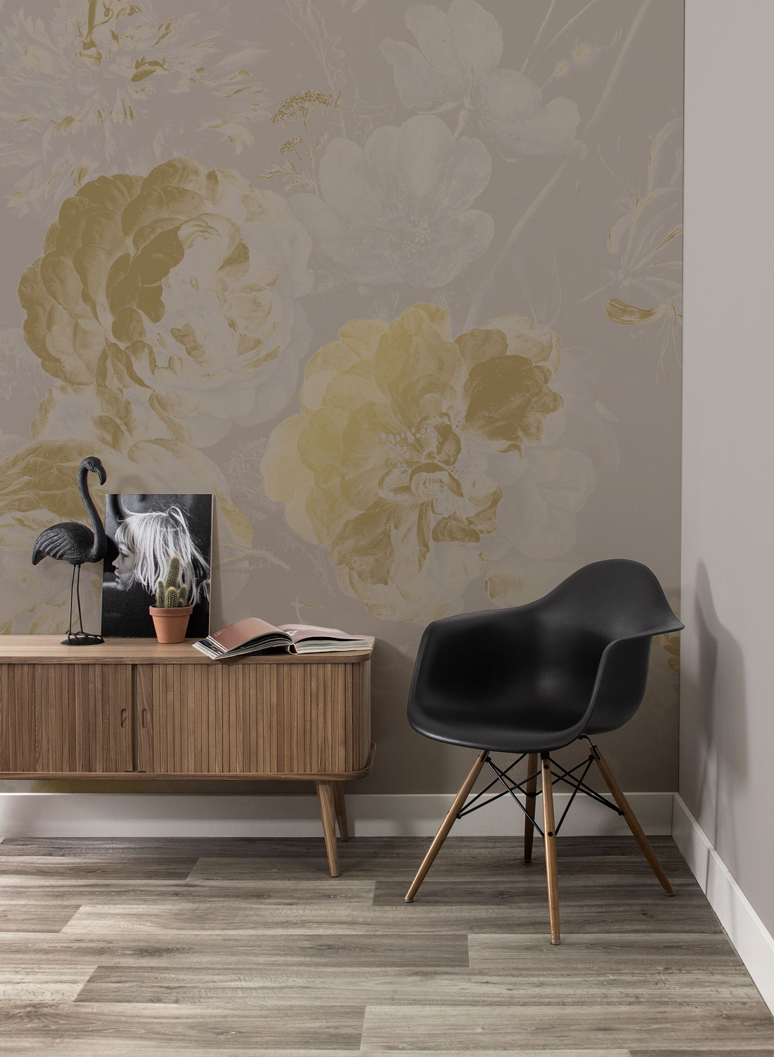 Wandbild Golden Age Flowers Gold 12