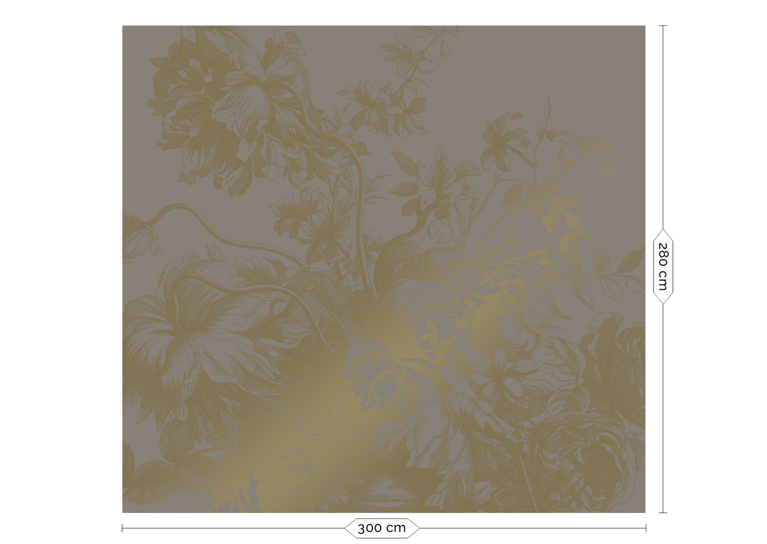 Wandbild Engraved Flowers Gold 7 - L