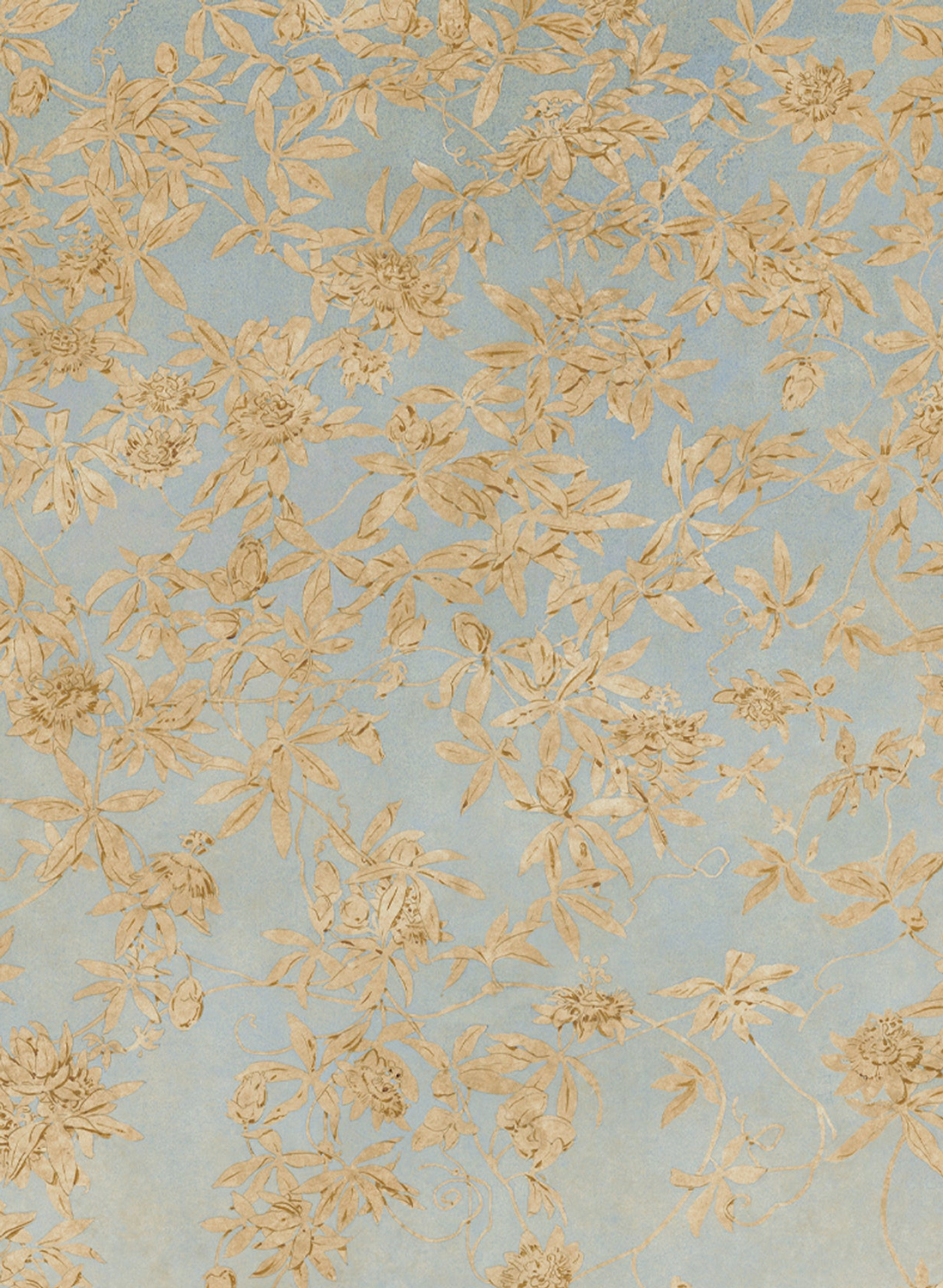 Papier peint Passiflores - Bleu