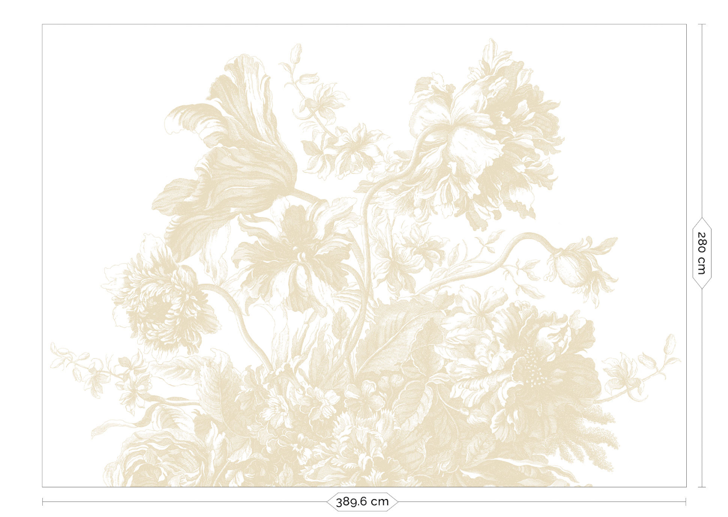 Wandbild Engraved Flowers Uyterlinde - Beige 390 cm