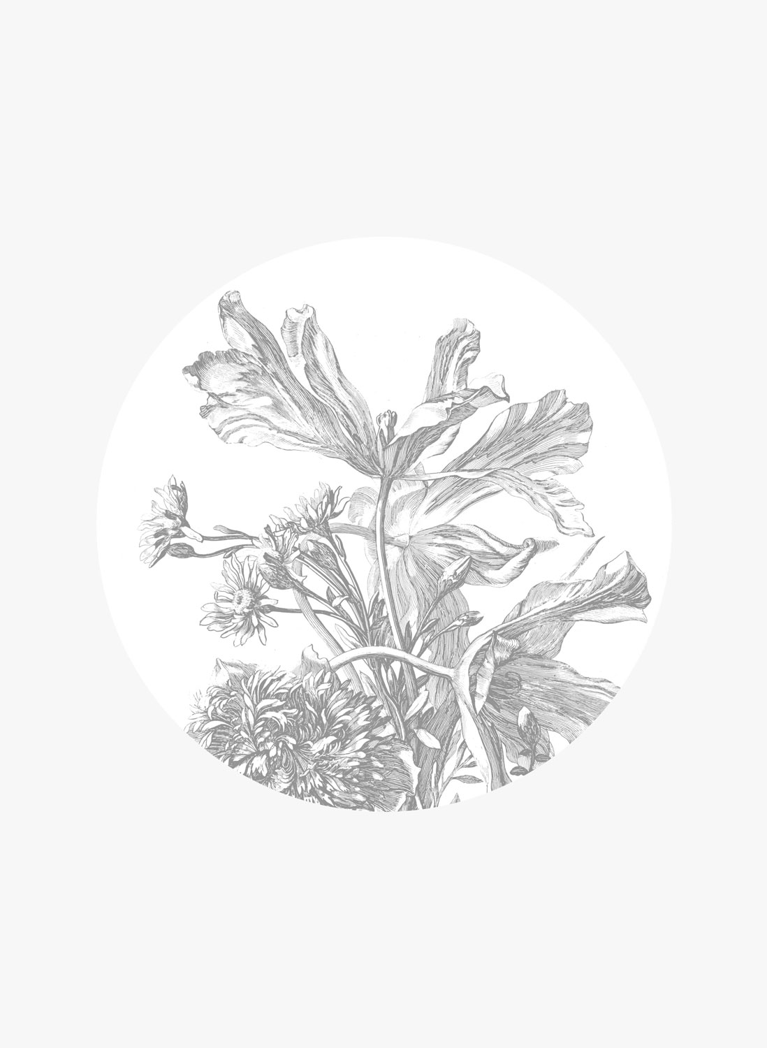 Wandbild Engraved Flowers 5 Circle - S - 1.425m