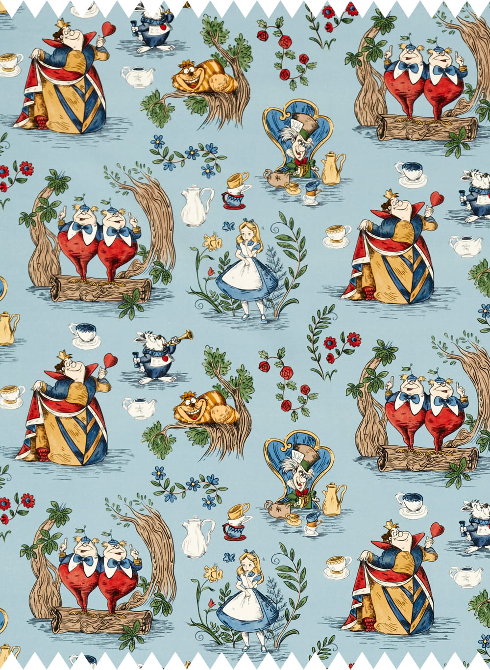 Sanderson Stoff Alice in Wonderland - Puddle Blue