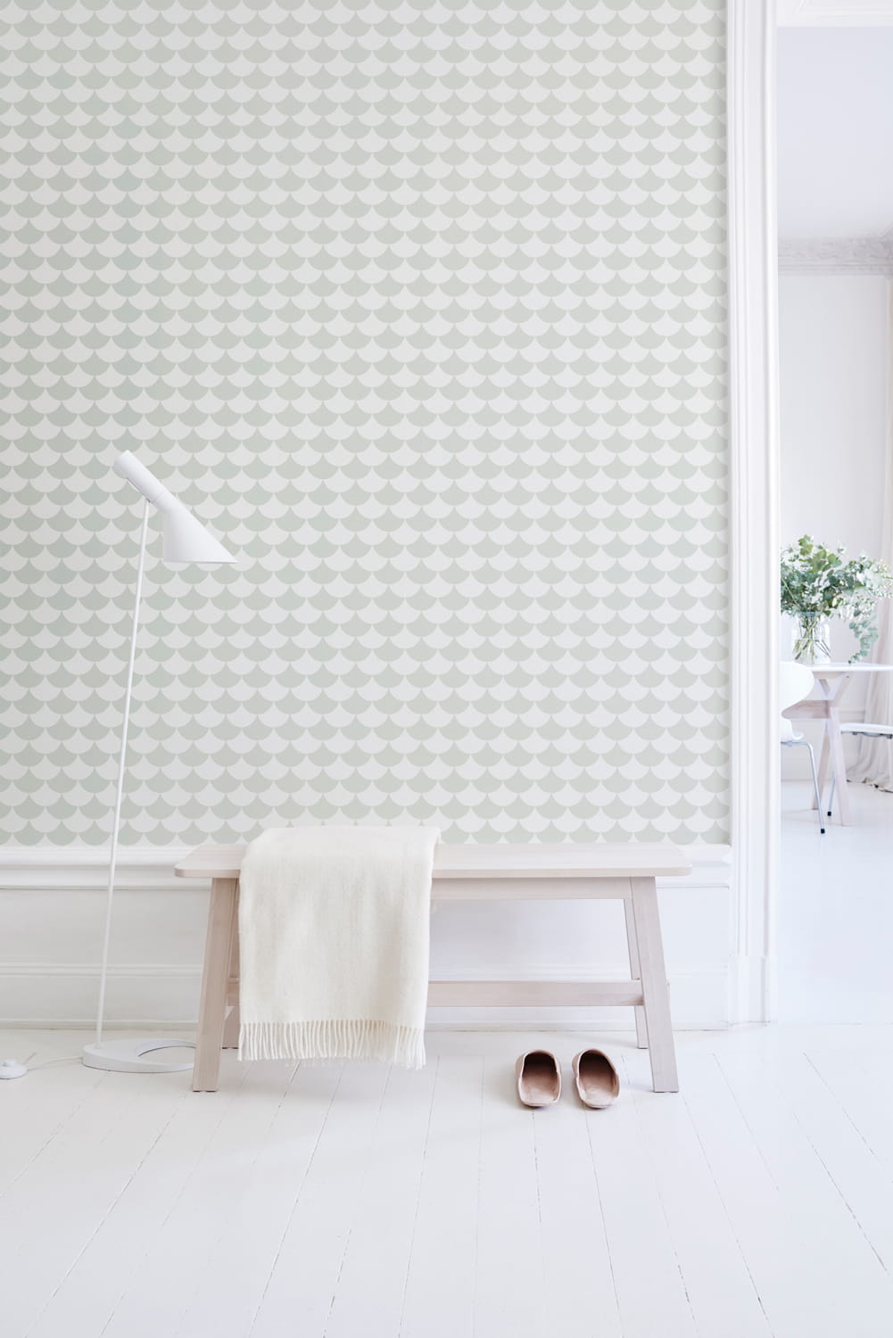 Tapete Waves - Dusty Light Aqua