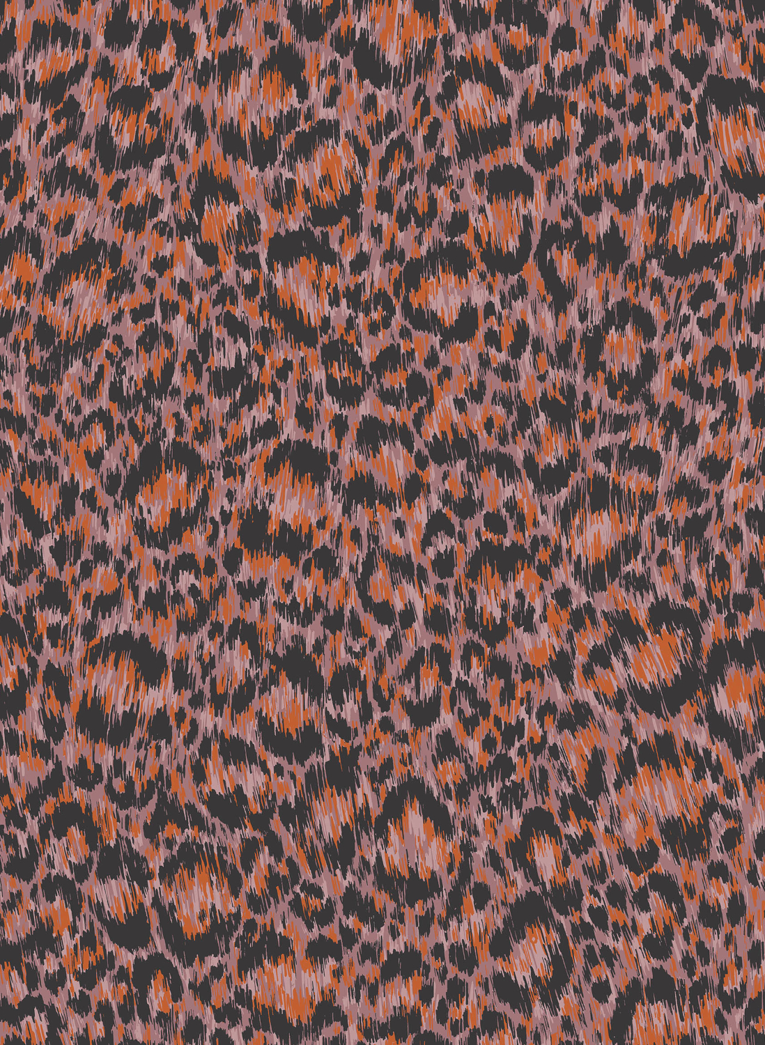 Carta da parati Hand-Painted Leopard - Rose & Tangerine