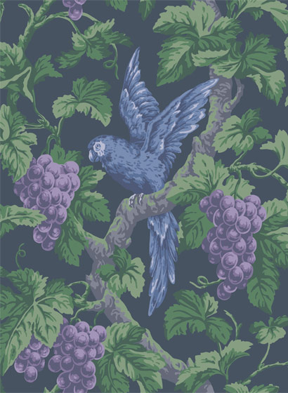 Tapete Woodvale Orchard - Violet, Purple & Forest on Ink