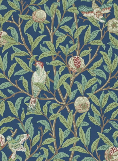 Tapete Bird & Pomegranate - Blue/ Sage