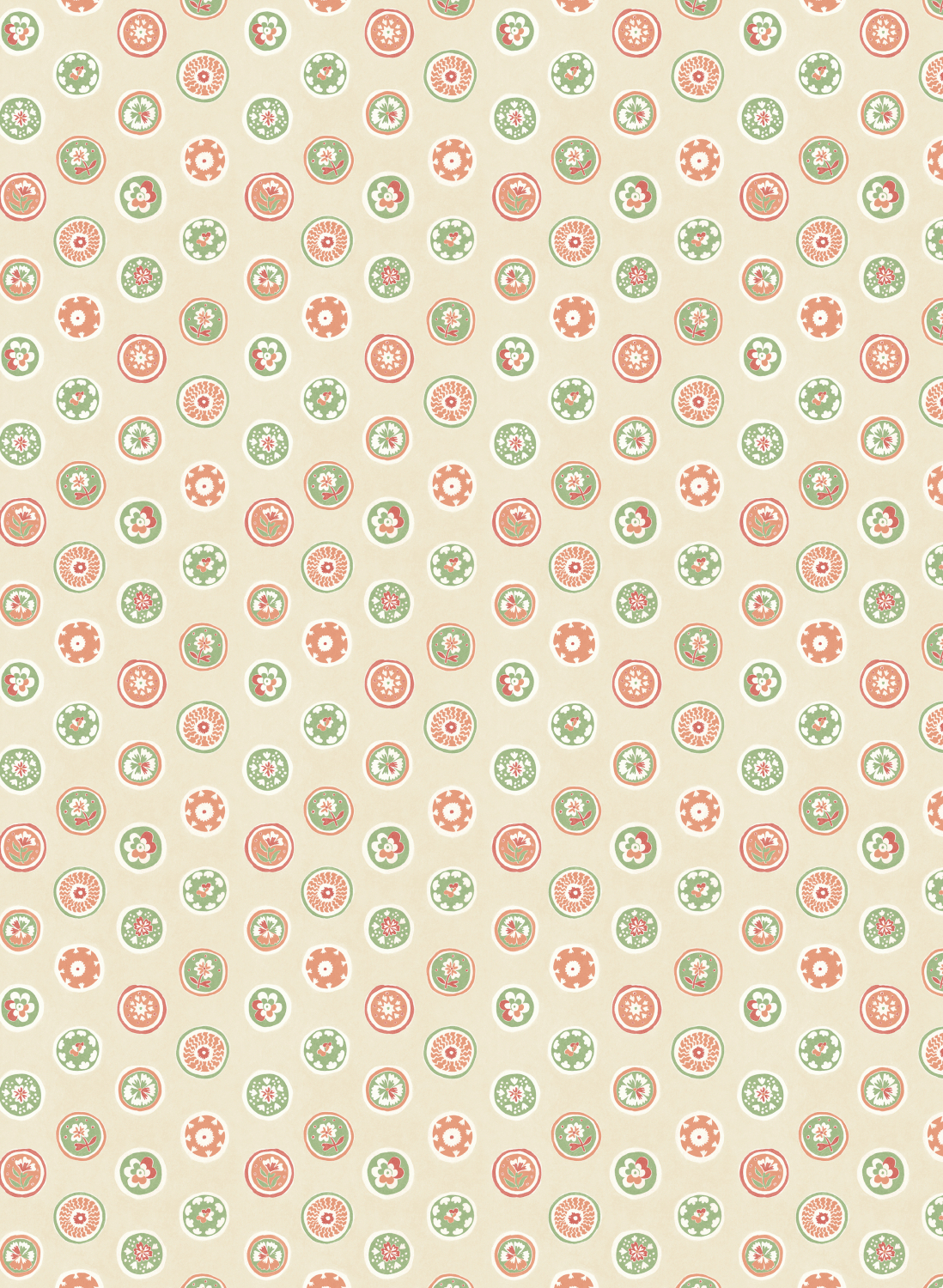 Papier peint Court Buttons - Pink/ Green