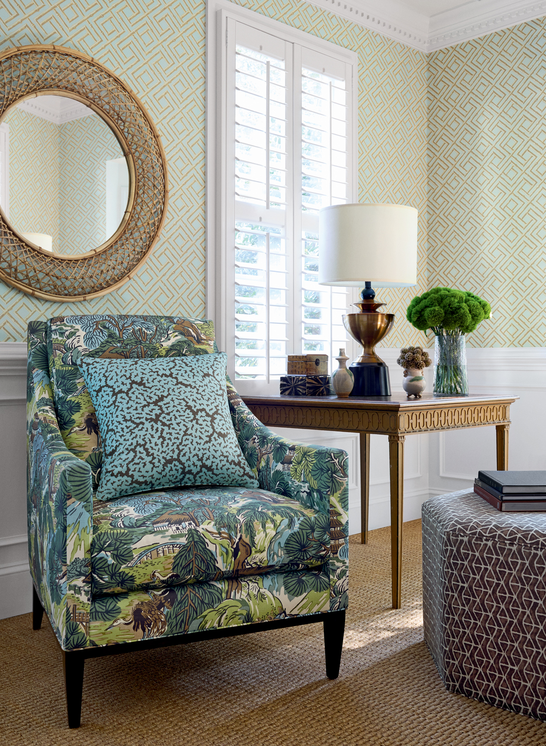 Tapete French Lattice - Blue and Beige