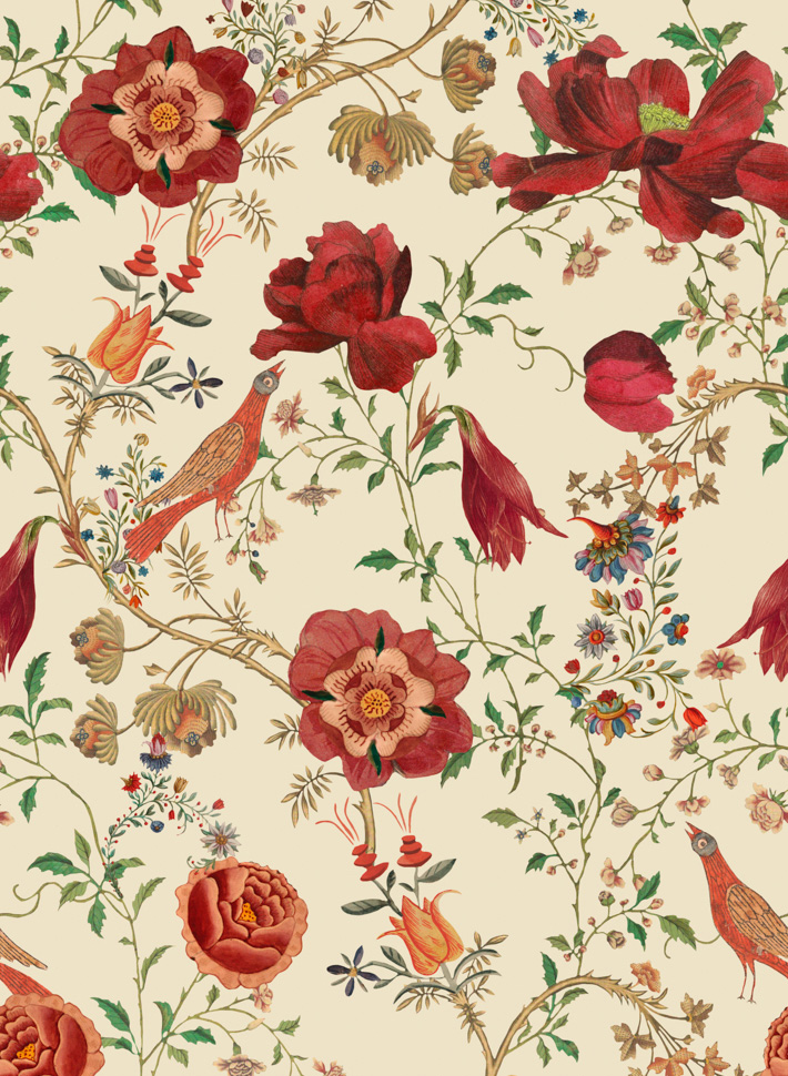 Tapete Transsilvaniae Florilegium - Green/ Red/ Taupe