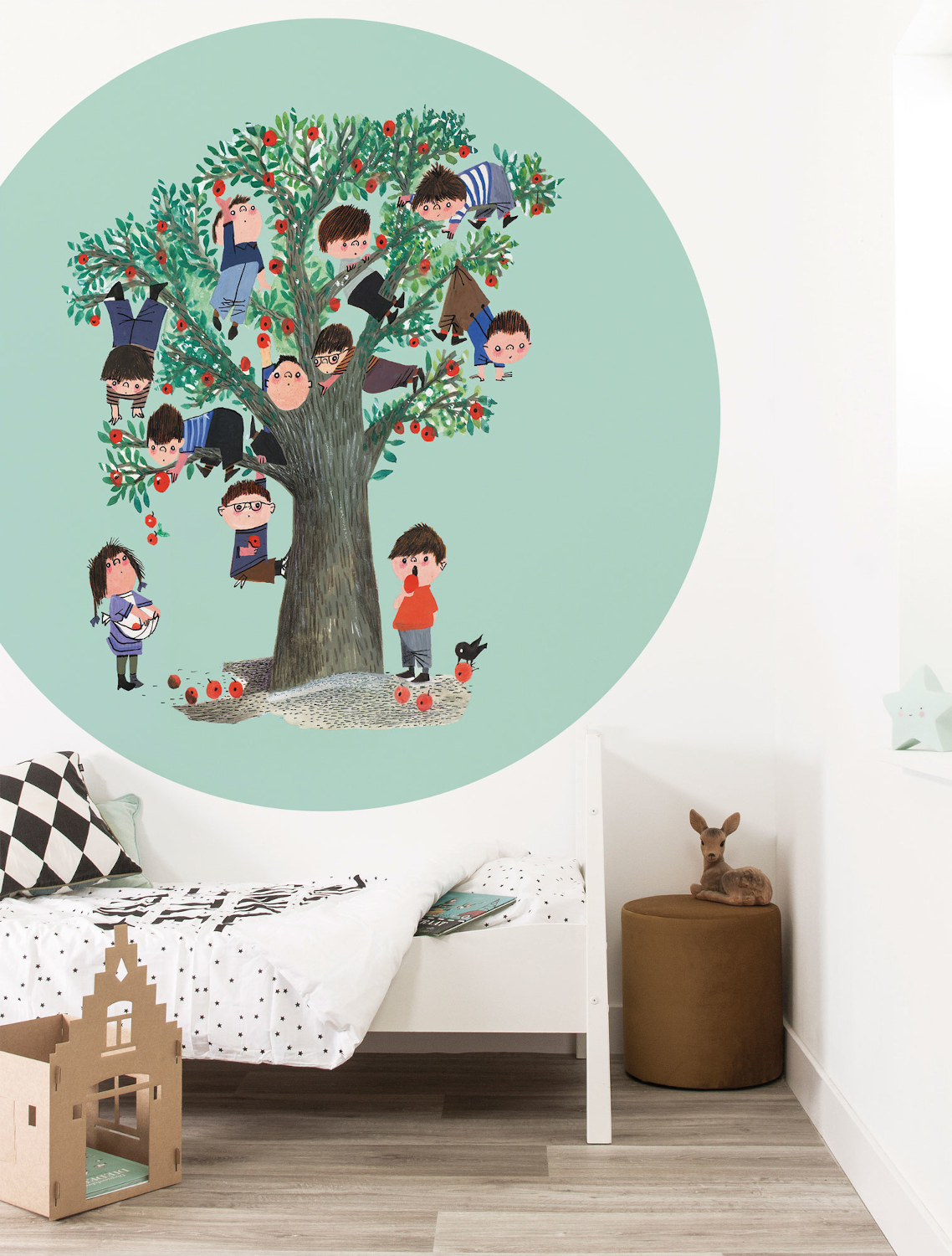 Wandbild Apple Tree Circle - Multicolor - Ø 1,9m