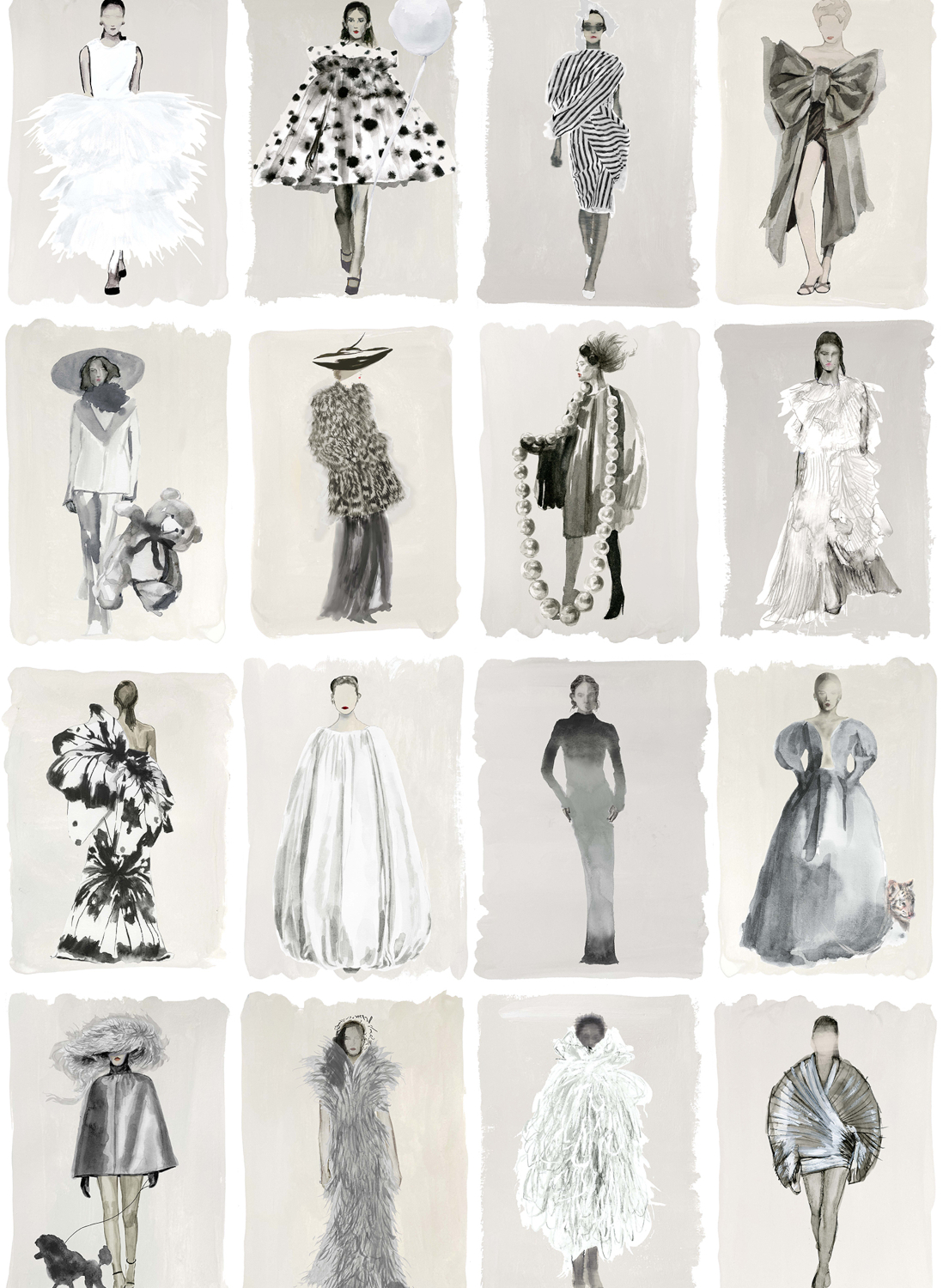 Tapete Couture Carousel - Monochrome Pearl