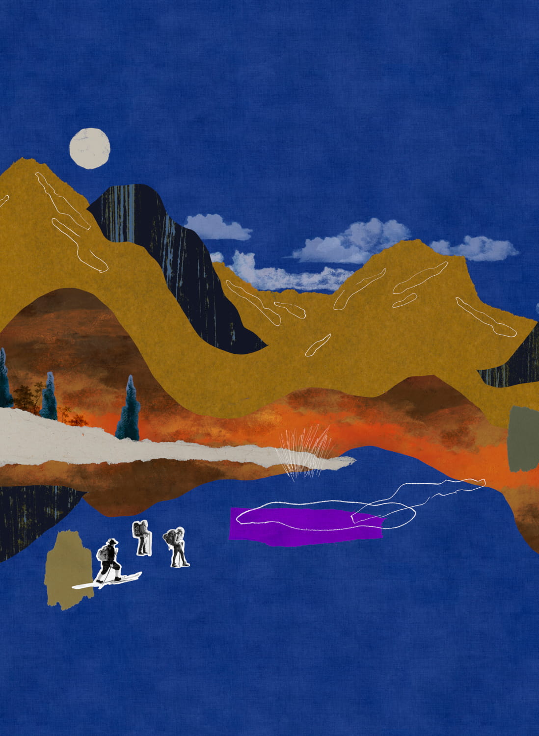 Wandbild Landscape Collage - Blue