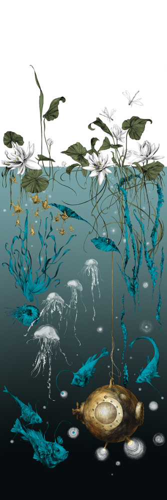 Tapete Nautilus/ Méduses/ Nénuphars - Noir - Nautilus droit - Noir