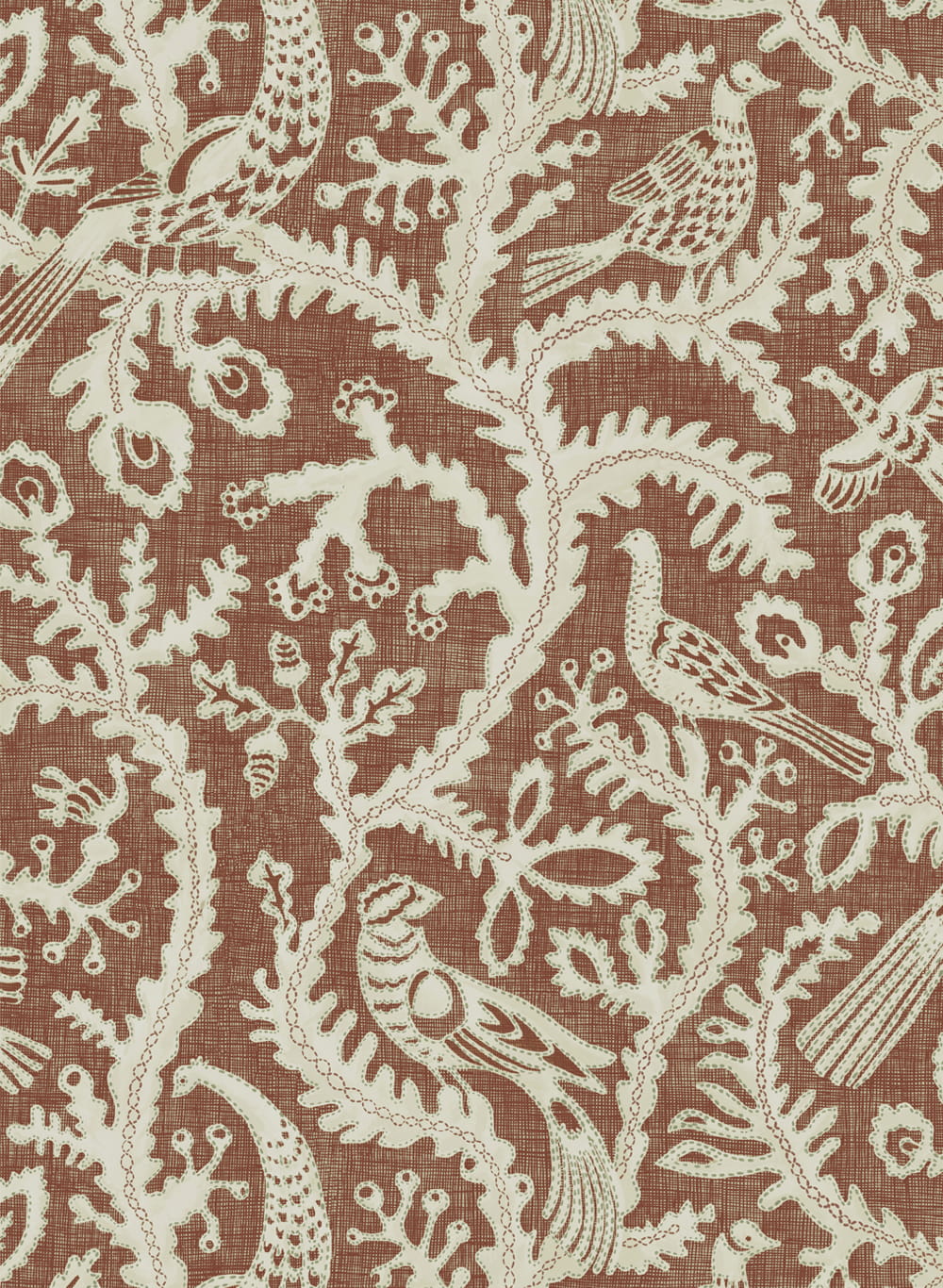 Tapete Stitched Birds - Red
