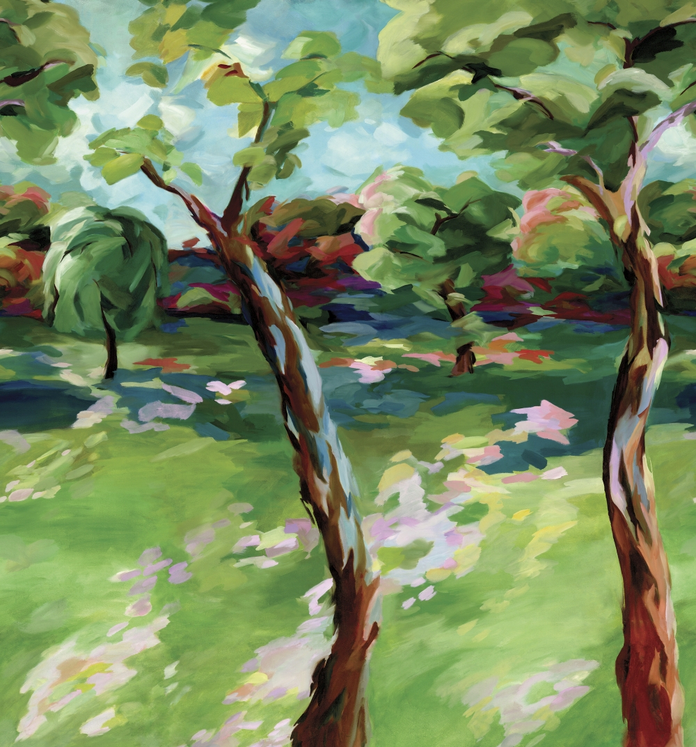 Wandbild In the Woods - Sky/ Emerald/ Carnelian