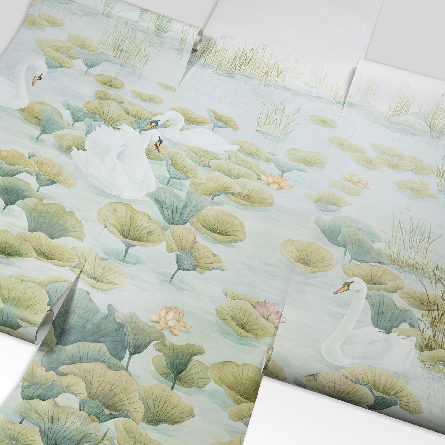 Wandbild Classic Swan Lake - green