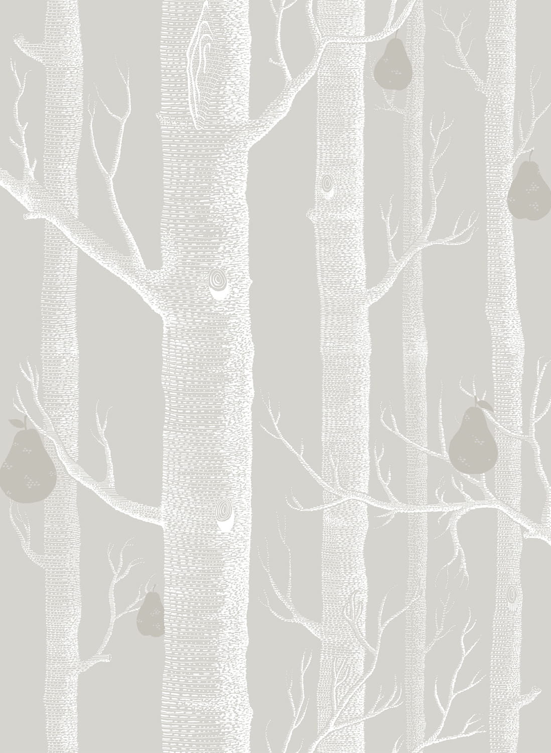Tapete Woods & Pears - Grey/ White/ Silver