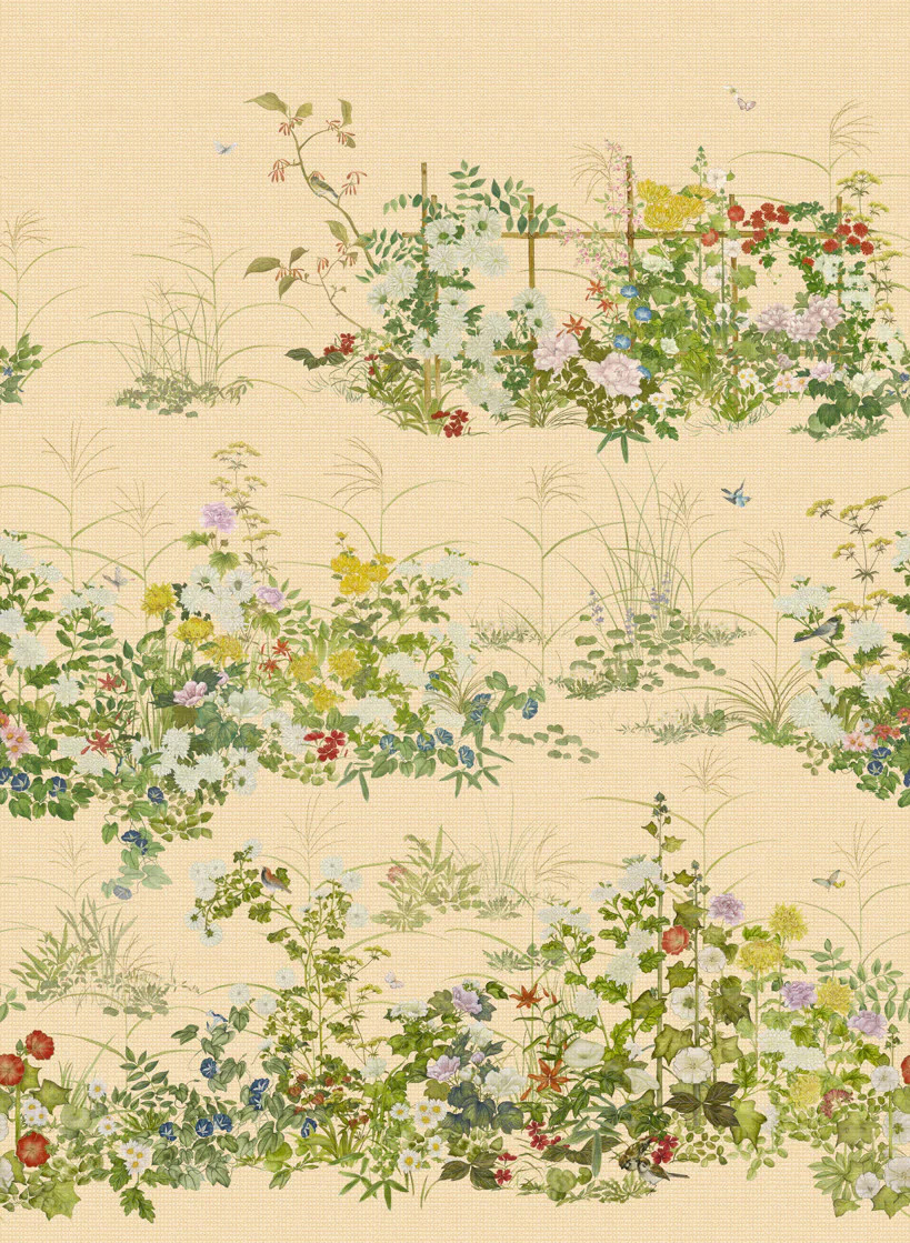 Tapete Scenic Flora - Japanese Paperweave - Gold
