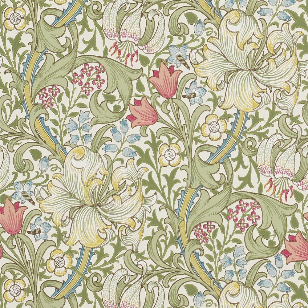 Papier peint Golden Lily - Green/ Red