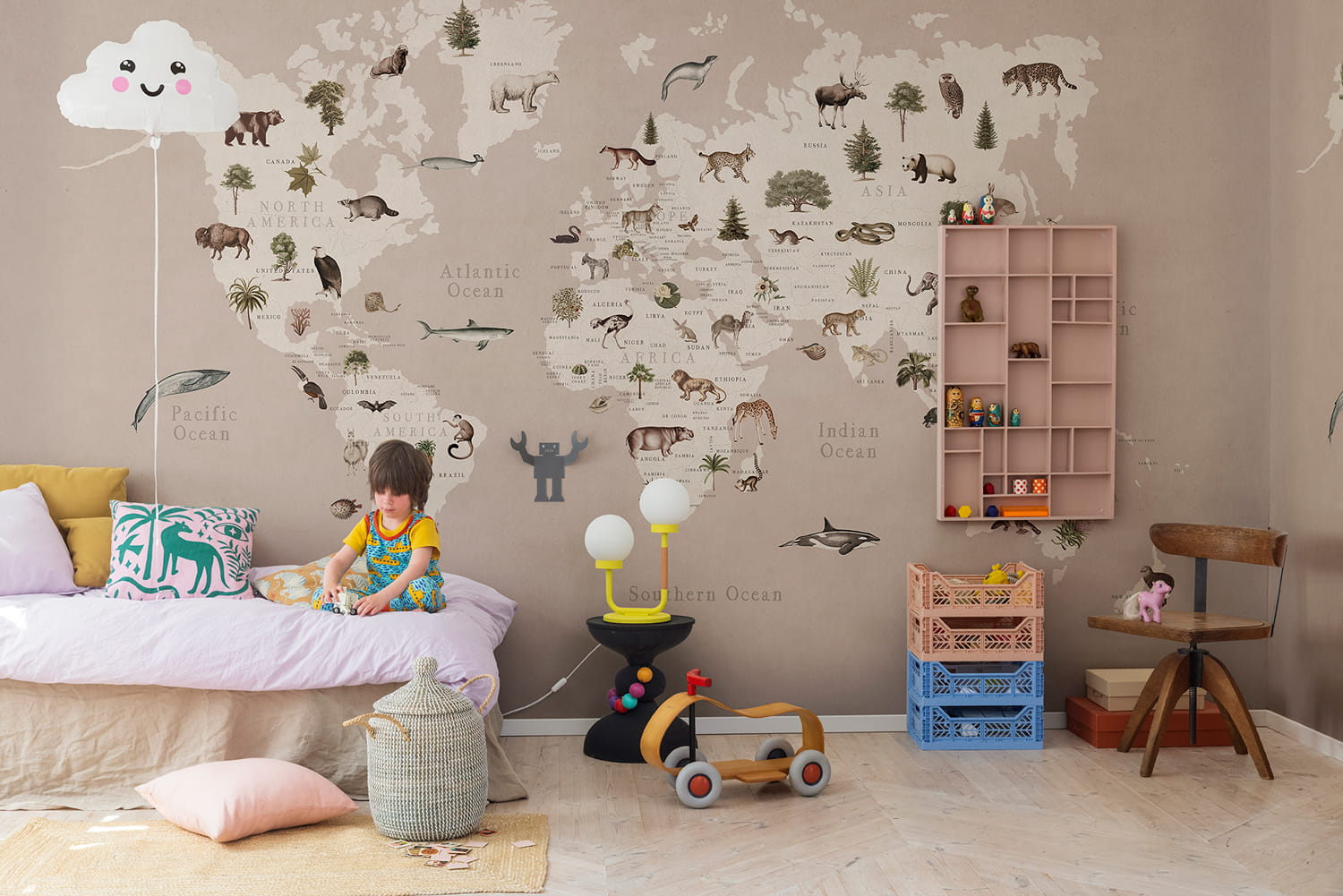 Wandbild Animal World - Pastel Pink