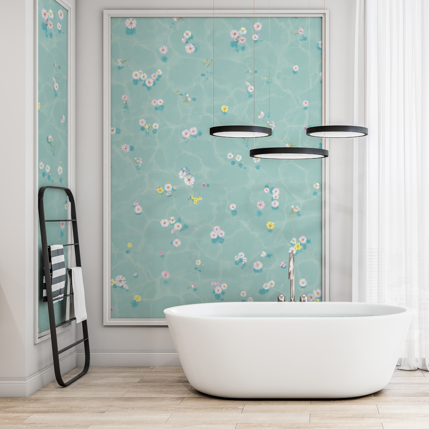 Tapete Floral Bath - Blue