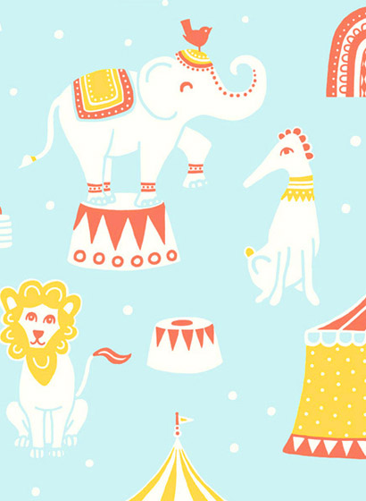 Tapete Circus - Light Blue/ Red/ Yellow/ Cream White