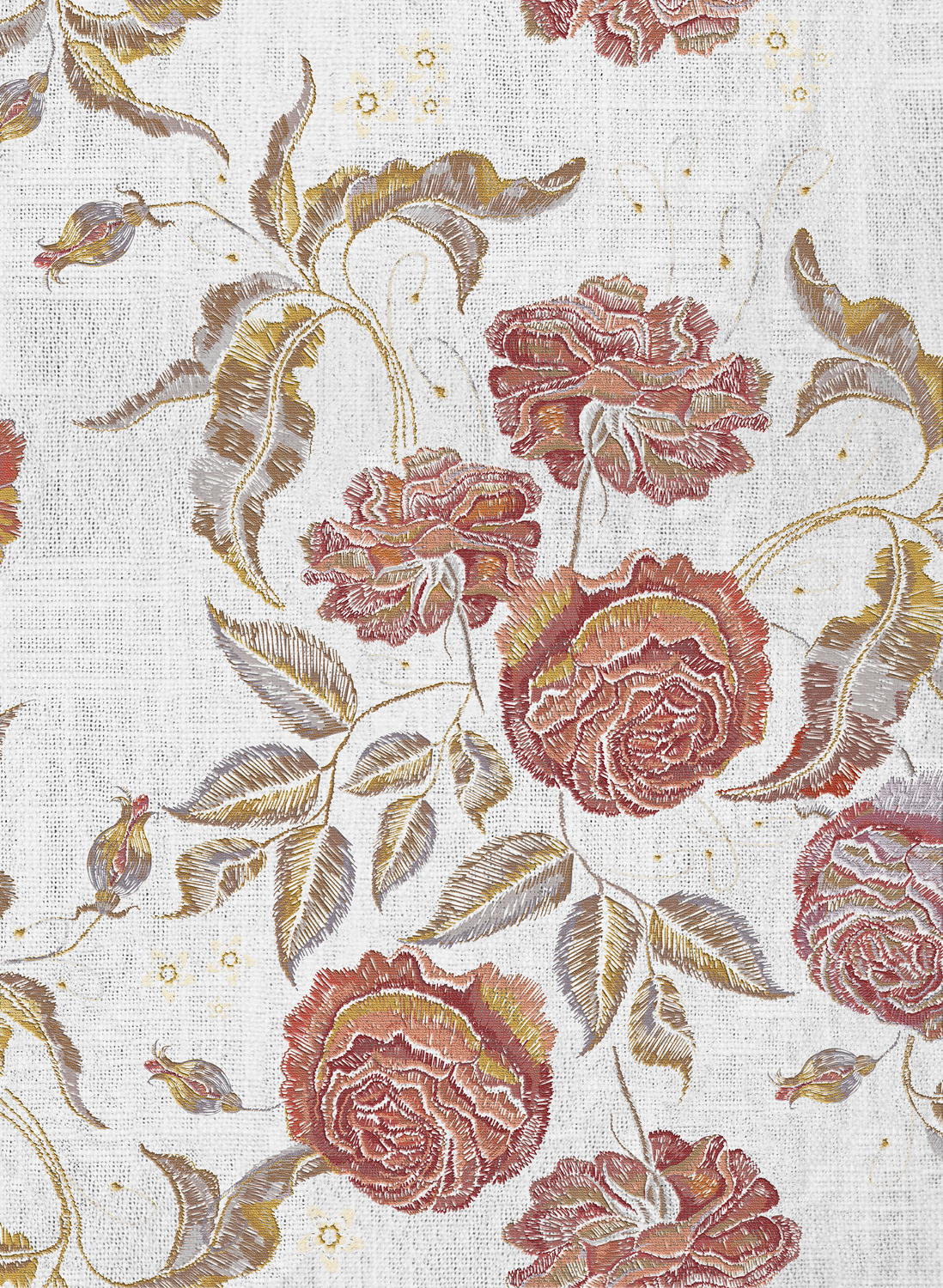 Wandbild Embroidery Flora - White
