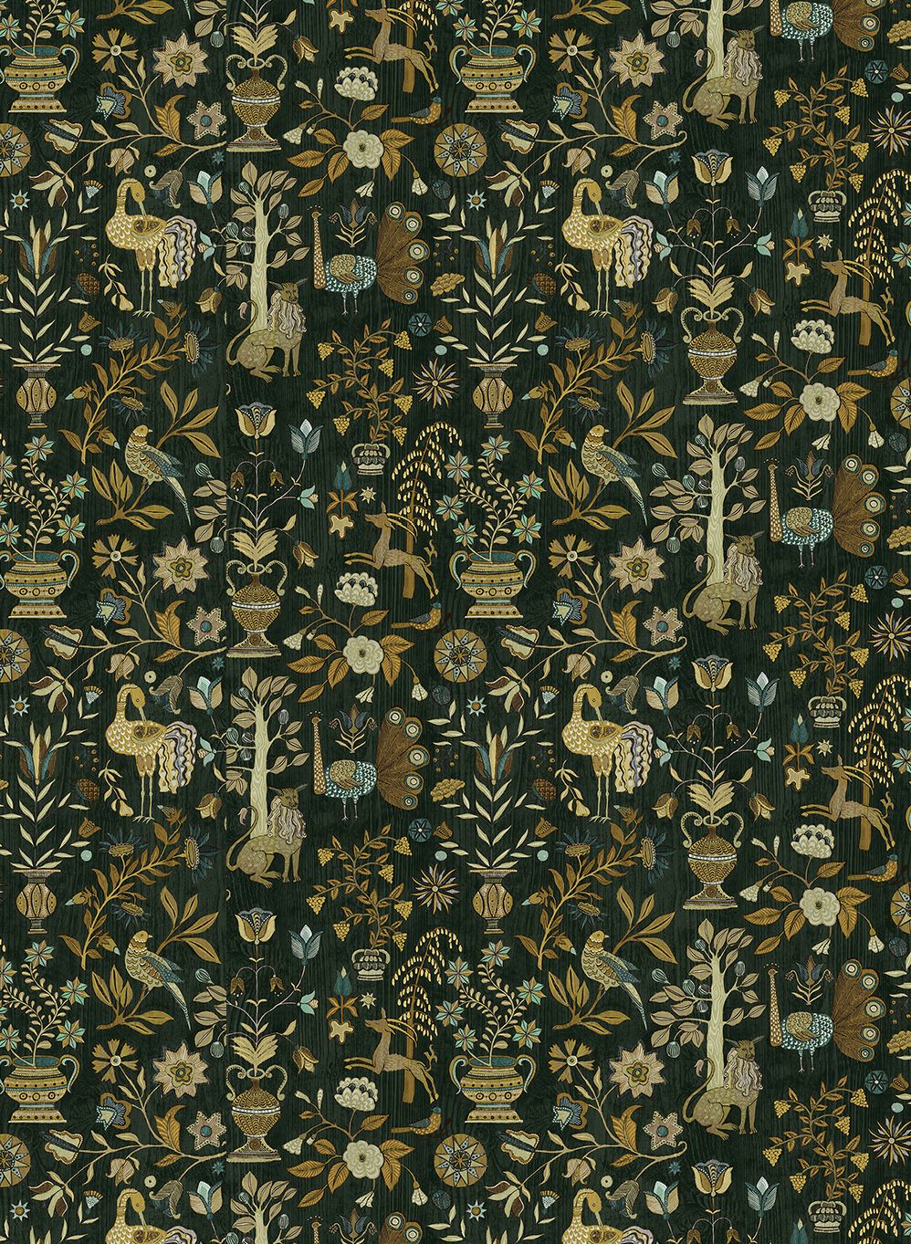Papier peint Fable Garden - Olive and Black