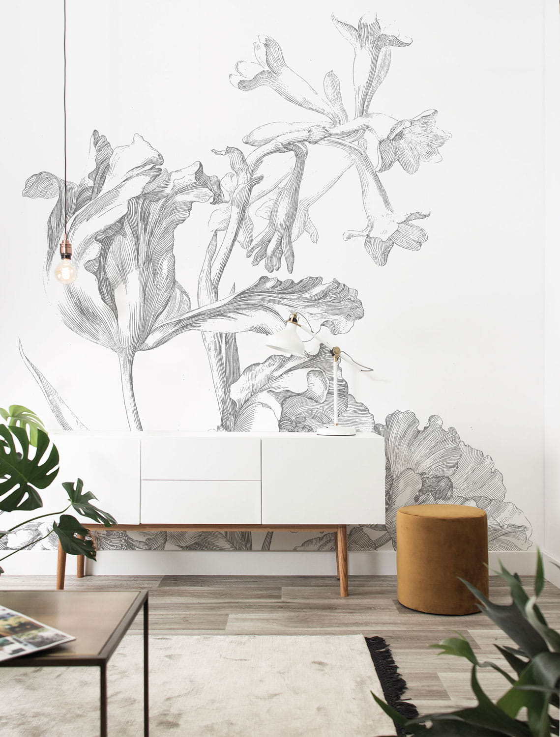 Wandbild Engraved Flowers 6 - L