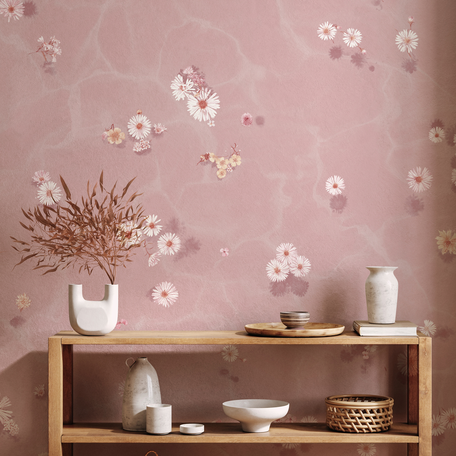 Tapete Floral Bath - Blush