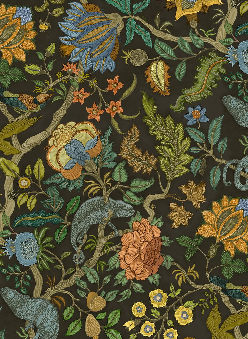 Tapete Chameleon Trail - Black, Orange and Blue