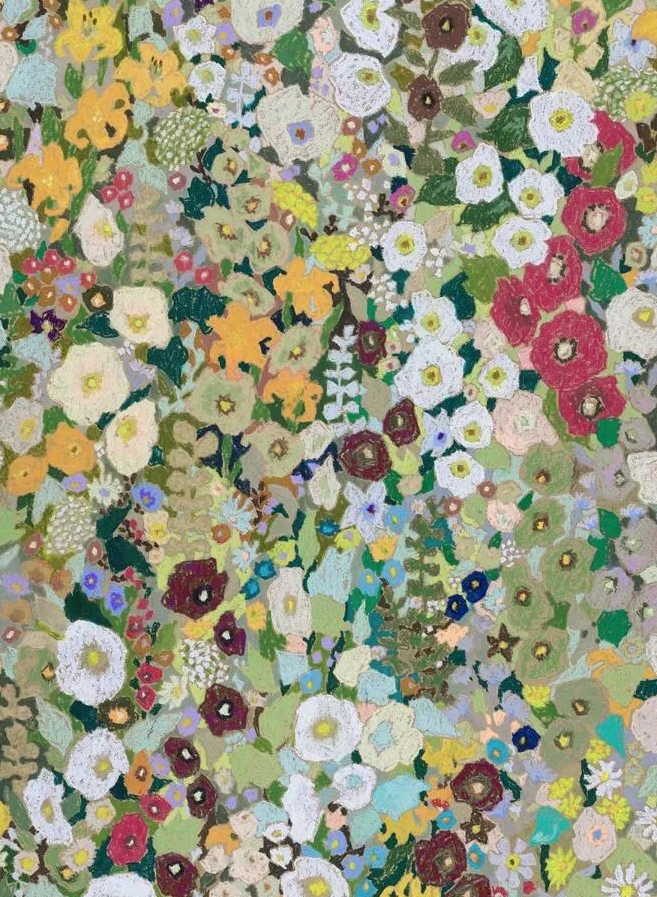 Wandbild Hollyhocks - Summer