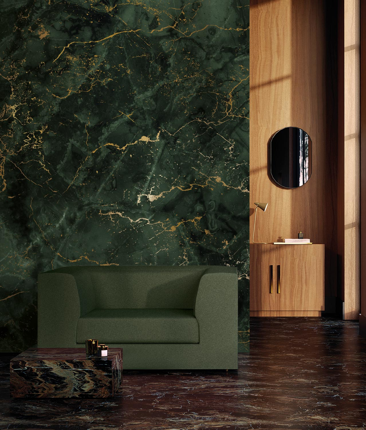 Wandbild Marble Green Uyterlinde - 390 cm
