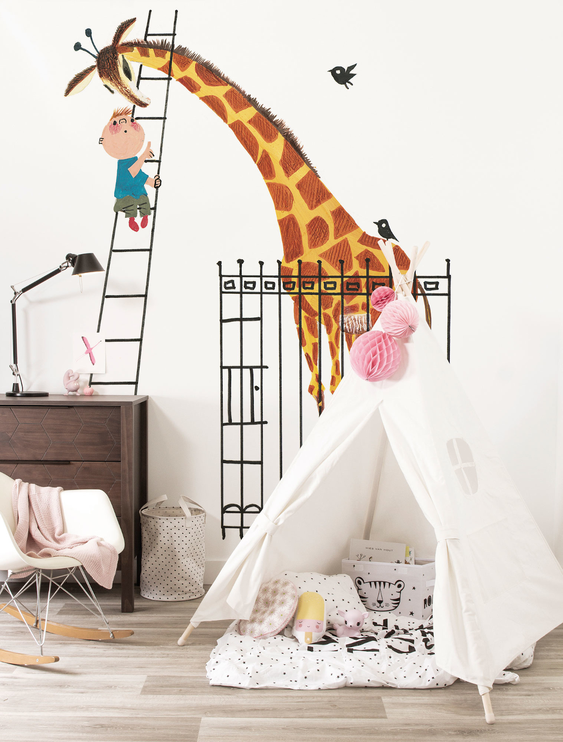 Wandbild Giant Giraffe - Multicolor – 2.435m Breite