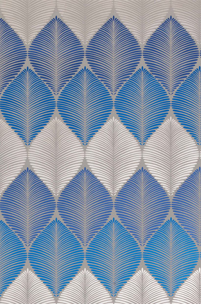 Papier peint Leaf Fall - Metallic Navy/ Sapphire/ Pewter