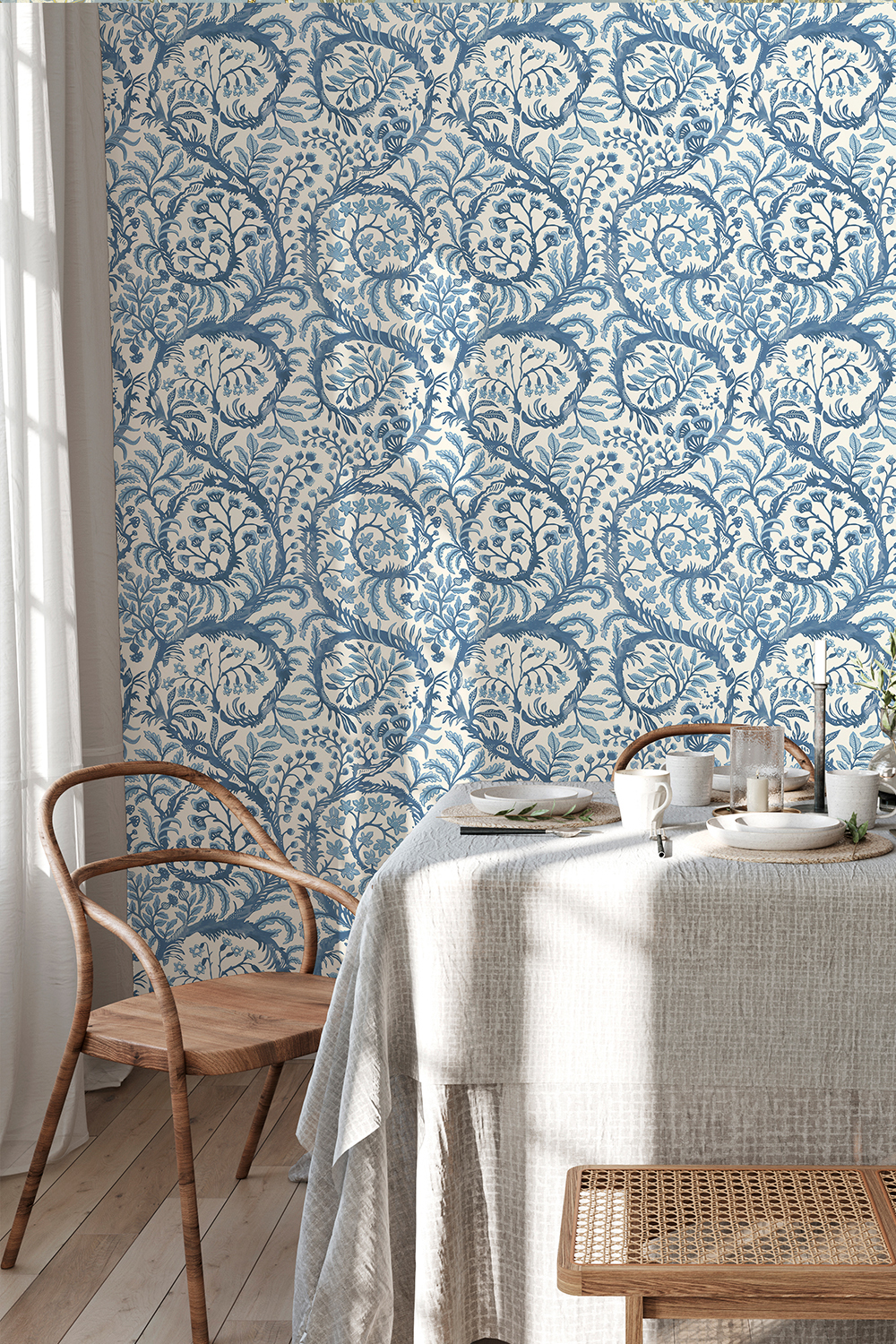 Tapete Butterrow - Bright Blue and White