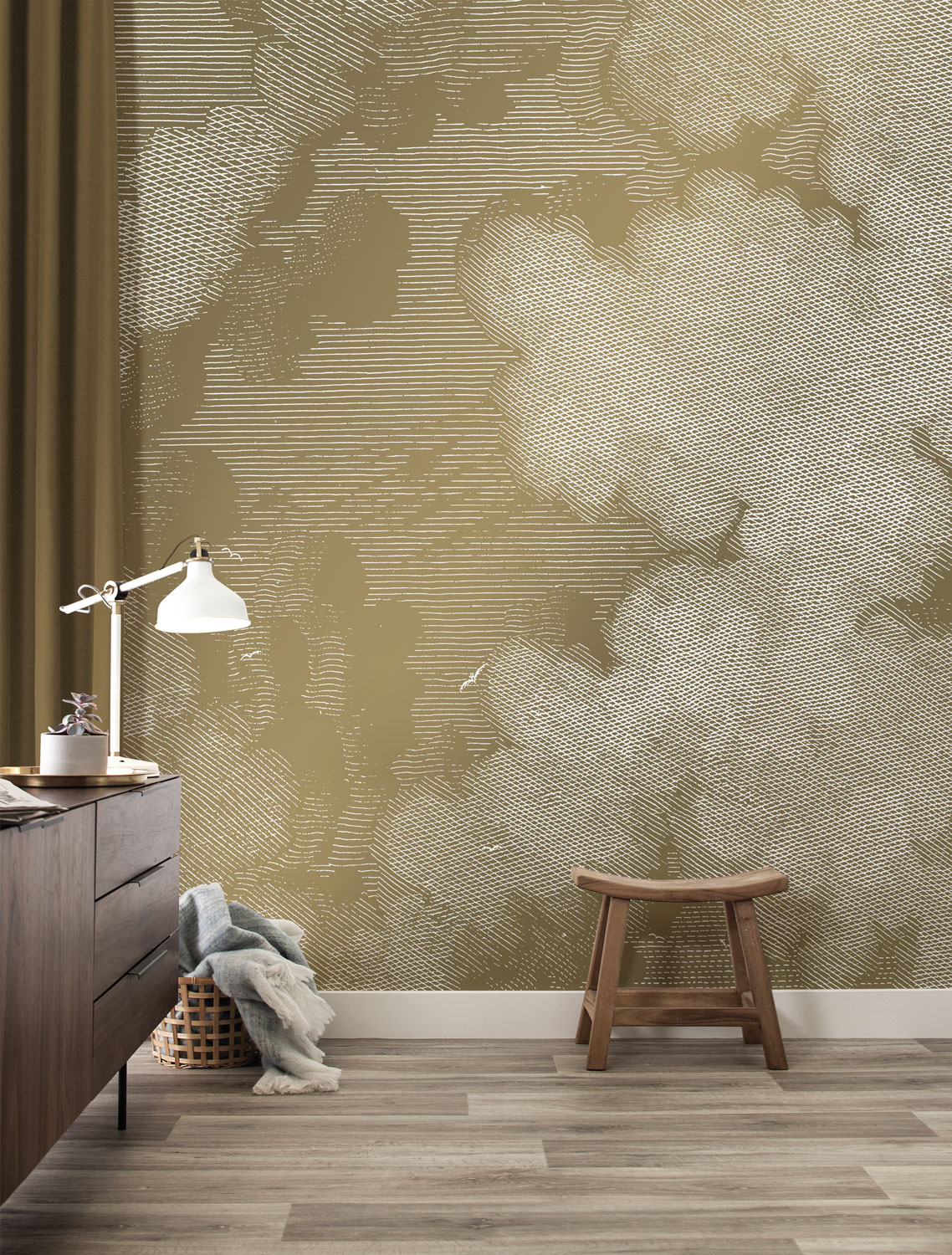 Wandbild Engraved Clouds Gold 2 - M