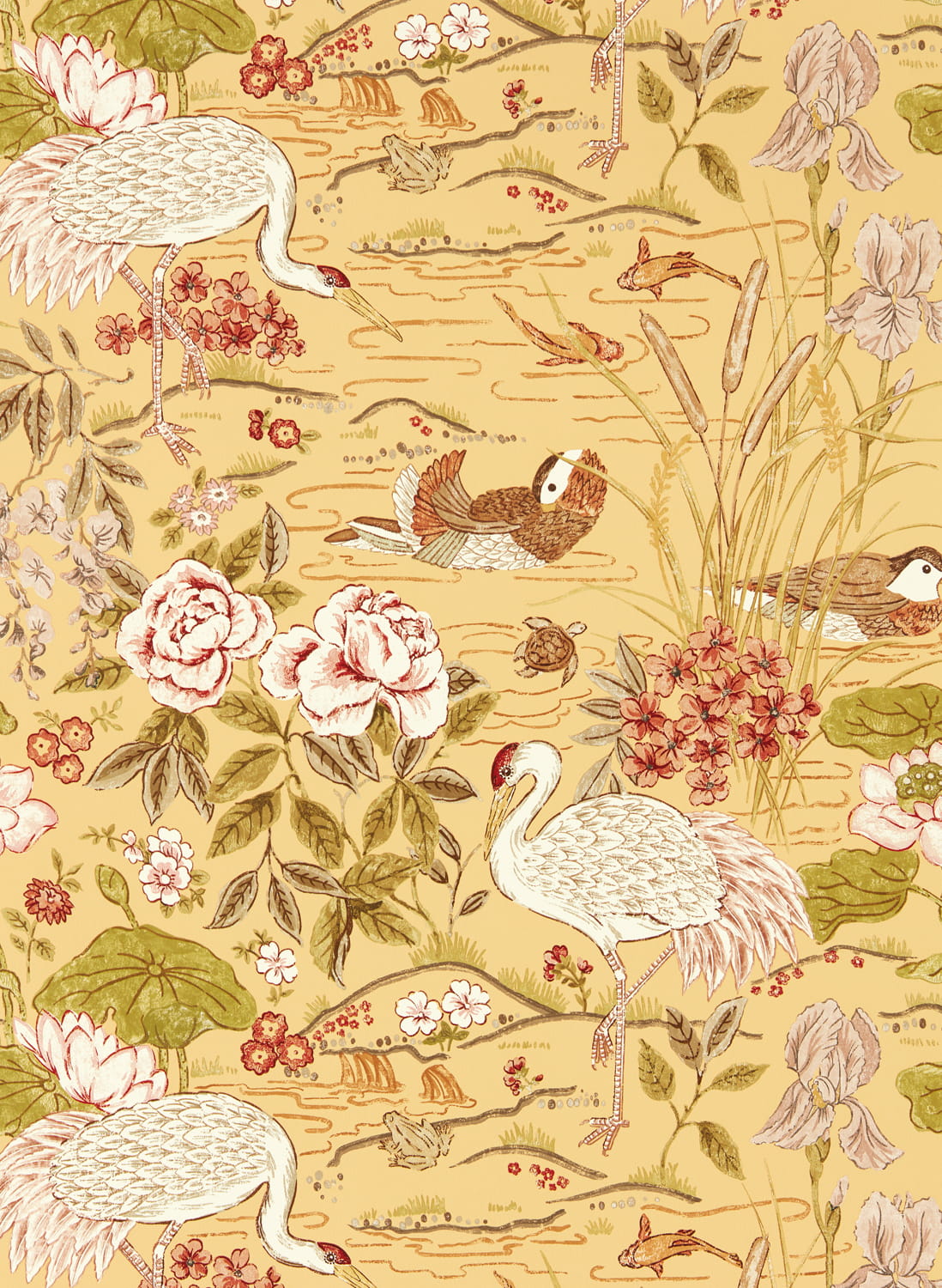 Tapete Crane and Frog - Honey/ Olive
