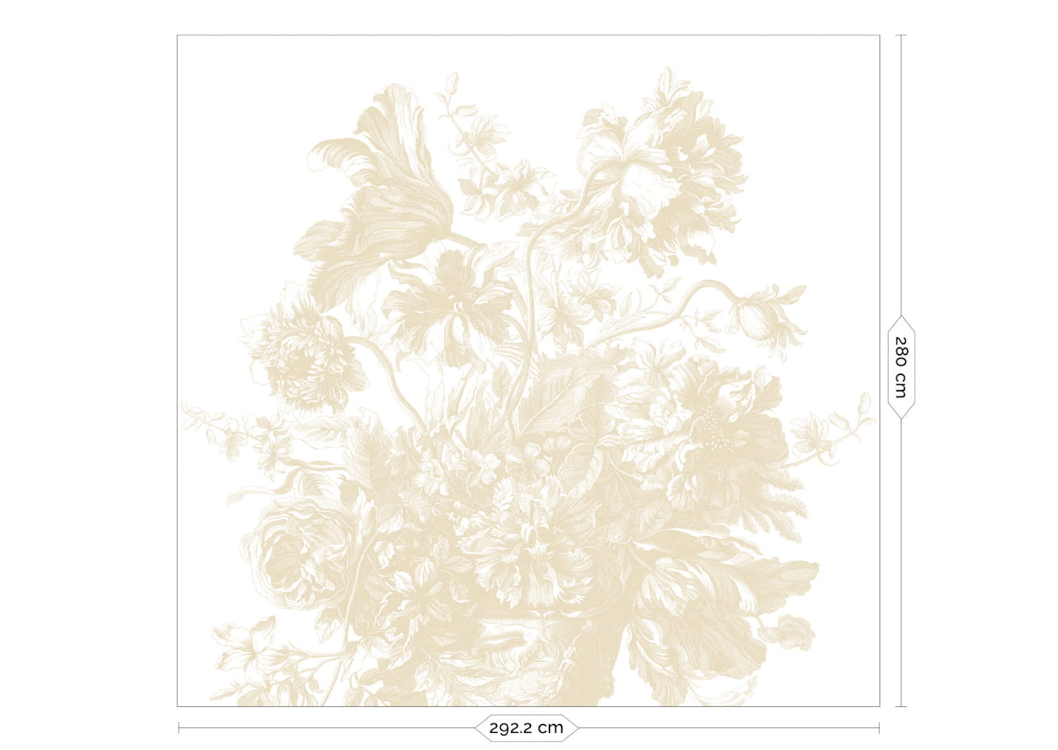 Wandbild Engraved Flowers Uyterlinde - Beige 292 cm
