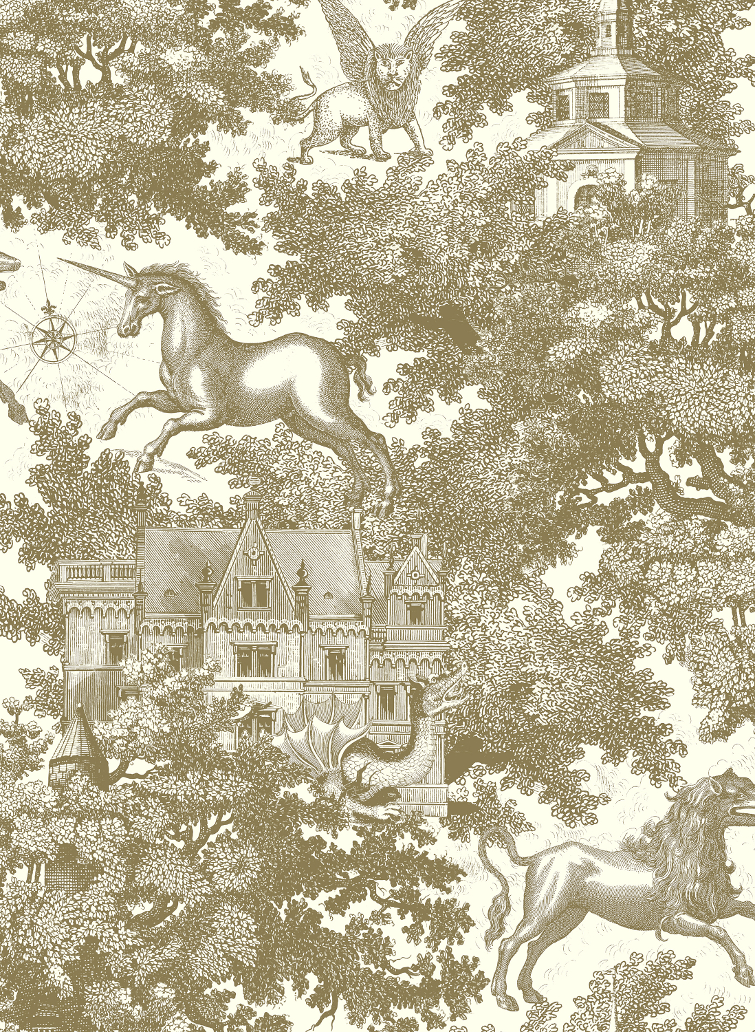 Tapete Fairy Tale Castle - Gold