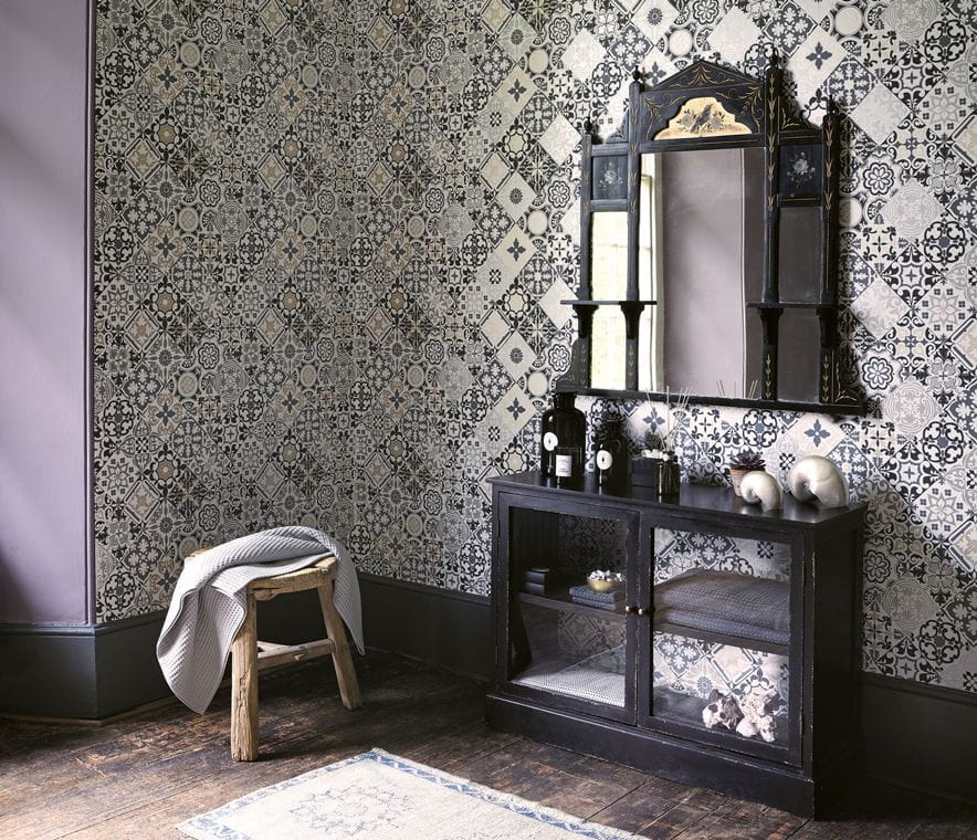 Papier peint Cervo - Black/ Gold/ Silver