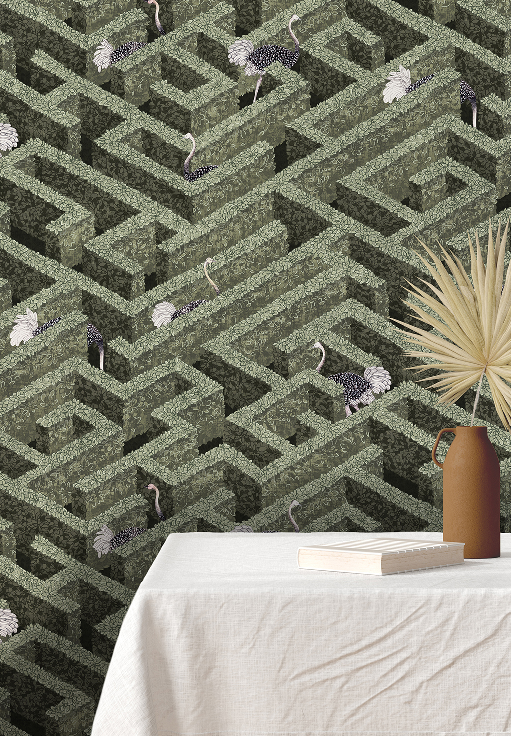 Tapete Labyrinth with Ostrich - Eucalyptus