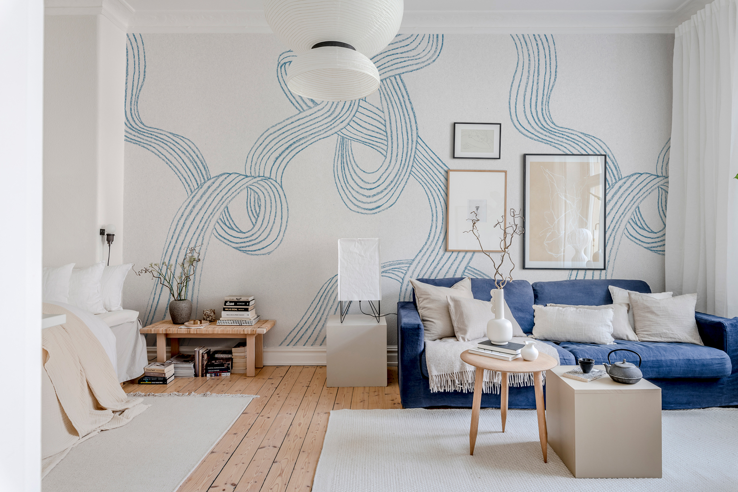 Wandbild Stripes - Light Blue