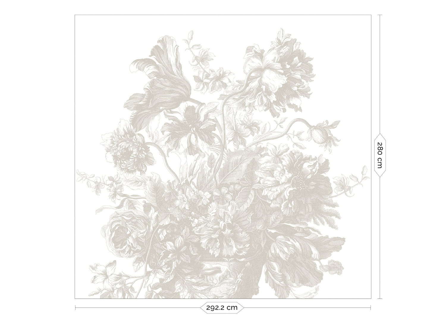 Wandbild Engraved Flowers Uyterlinde - Grey 292 cm