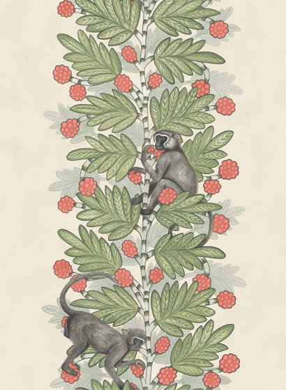 Tapete Acacia - Cream/ Green/ Red