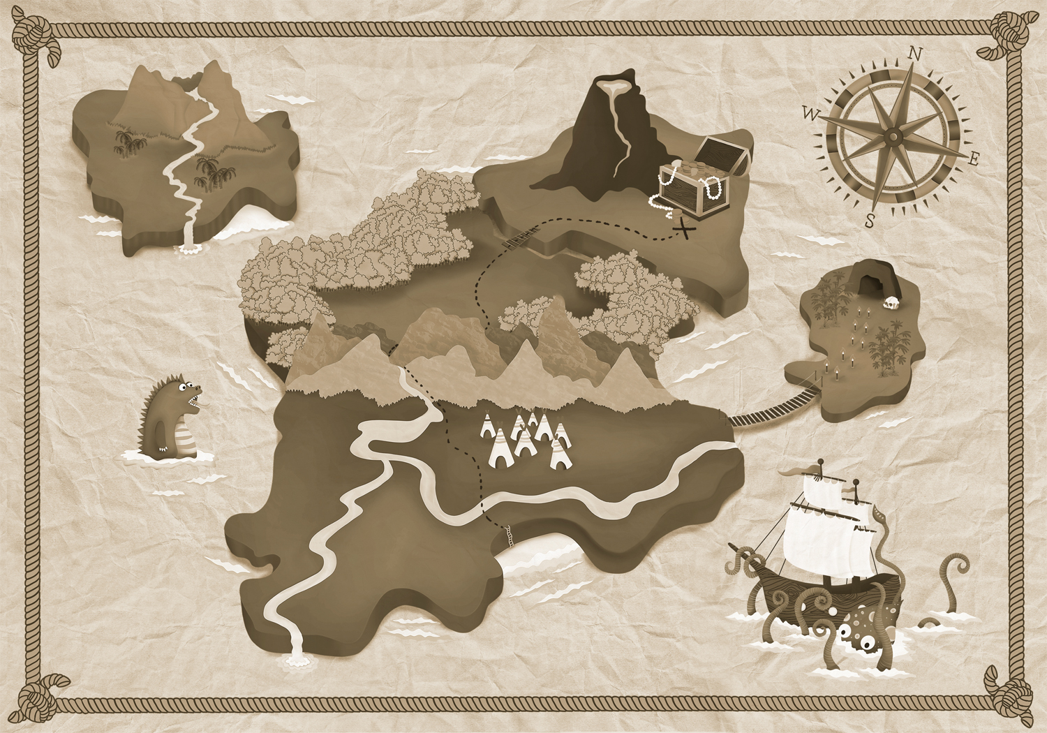 Wandbild Treasure Map - Papyrus