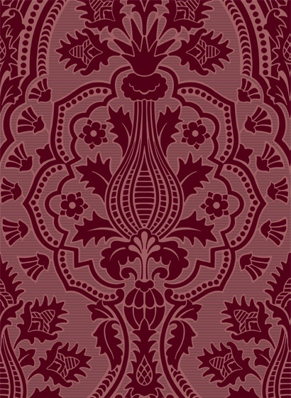 Tapete Pugin Palace Flock - Claret