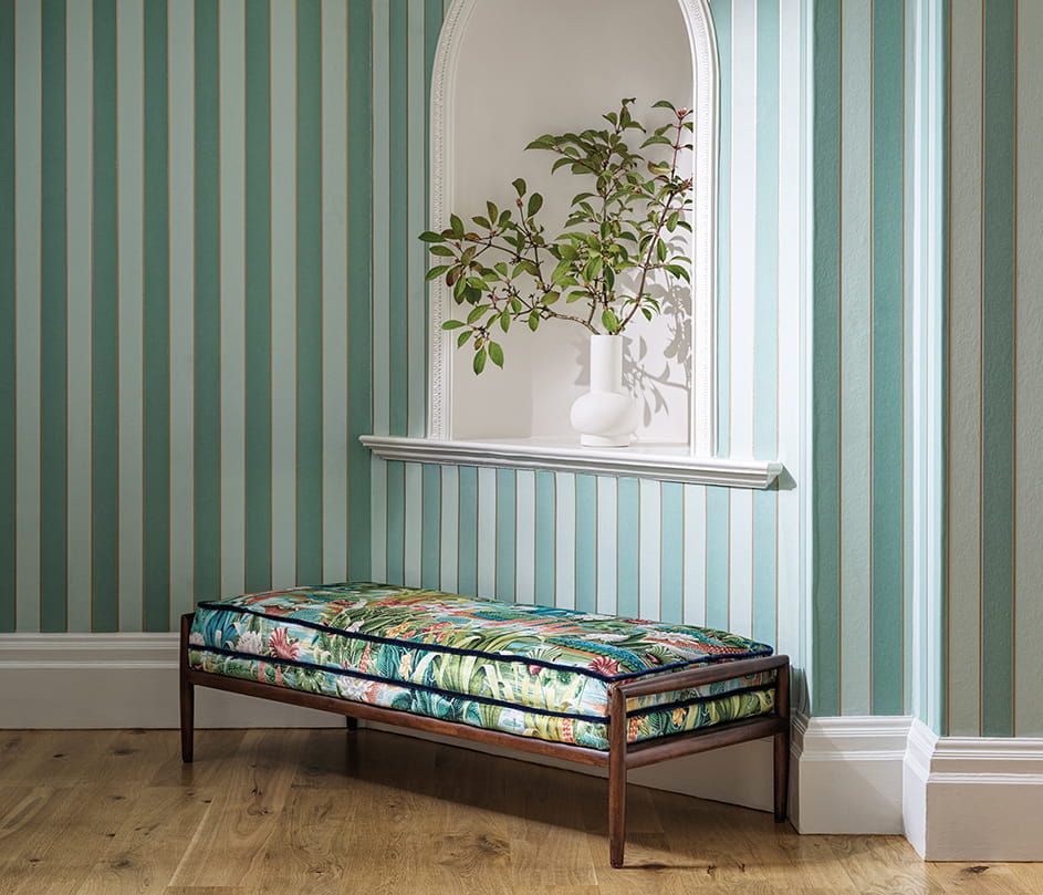Tapete Regency Stripe - Aqua/ Gold