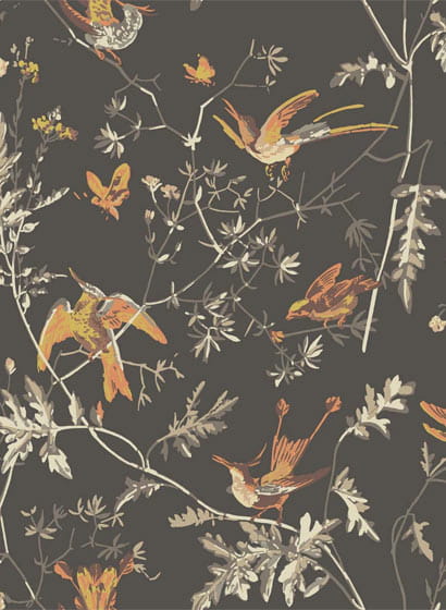 Tapete Hummingbirds Icons - Charcoal/ Ginger